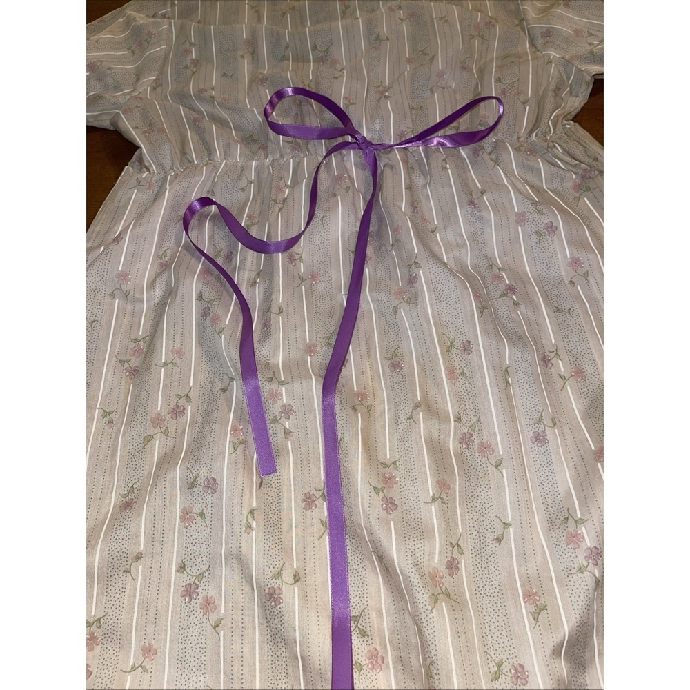 Vintage Long Nightgown Satin Granny Cottagecore Women XXL Flower Detail - Picture 9 of 12